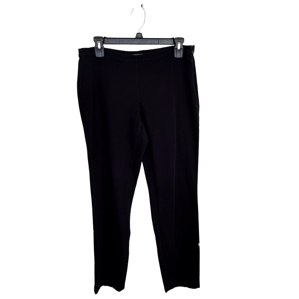 Eileen Fisher Pants Women 8 Black Organic Cotton Stretch Side Zip Slim Ankle